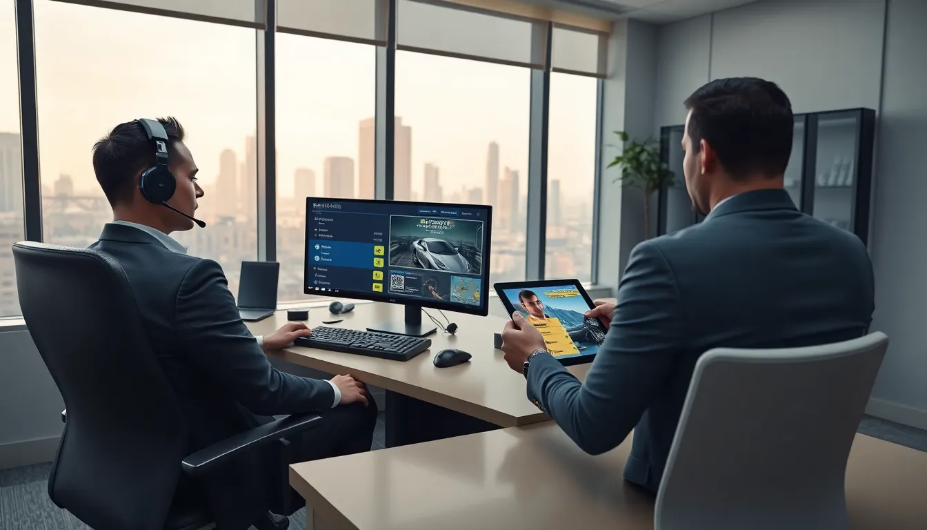 professional gamer boosting gta 5 for a client in a modern u s office